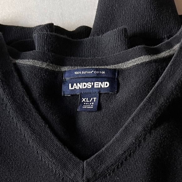 Lands’ End-  Supima Cotton V-neck Sweater - Black - Extra Large/ Tall - Picture 5 of 7